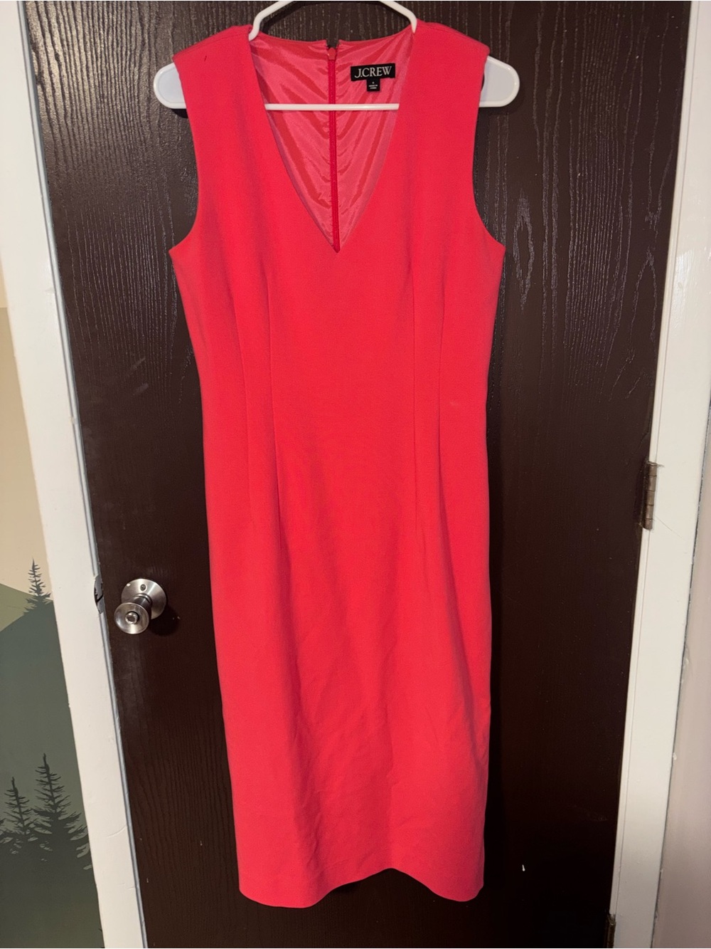 J. Crew Sleeveless V-Neck Hot Pink Suiting Dress